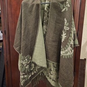 Chic Brown and Green Floral Scarf